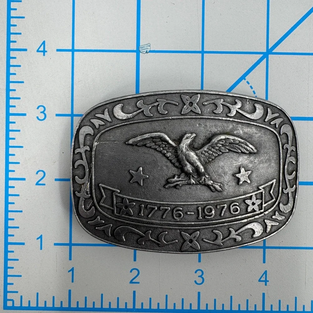 Celebrity Belt Buckle Unisex OS Silver Bicentennial‎ 1776-1976 Eagle Americana